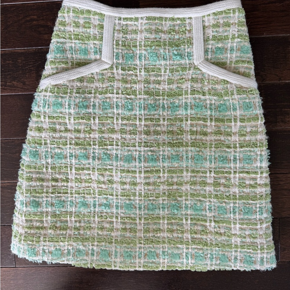 Sandro Green and White A-Line Mini Skirt for Work